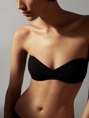 Mango Black Strapless Bandeau Bikini Top